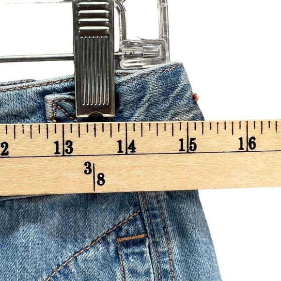American Eagle Jean Skirt Womens 4 Blue Denim Super High Rise A-Line Button NEW - Picture 9 of 16